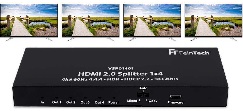 HDMI 2.0 Splitter 1x4 mit Scaler